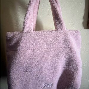 Pink Sherpa Tote Bag - , Plush Everyday Handbag